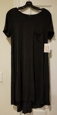 Lularoe Carly Shirt Dress w/ Pocket - Charcoal Gray Solid- Size Small - New Tags
