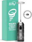 Café Case Frothy Hand Mixer and Milk Frother, Battery-Operated Foamer, Stainless