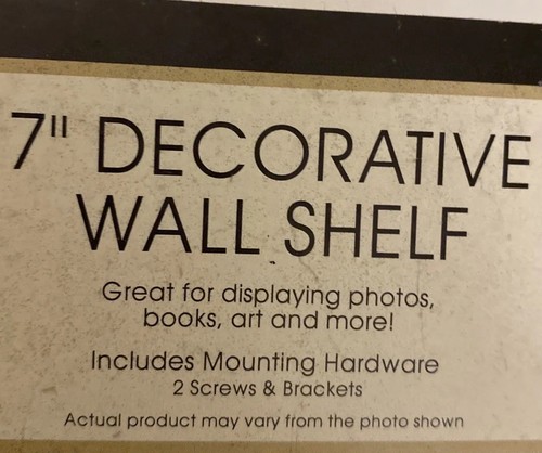 Decorative Wall Shelf 7" New In Package White W Black Metal - Picture 5 of 5