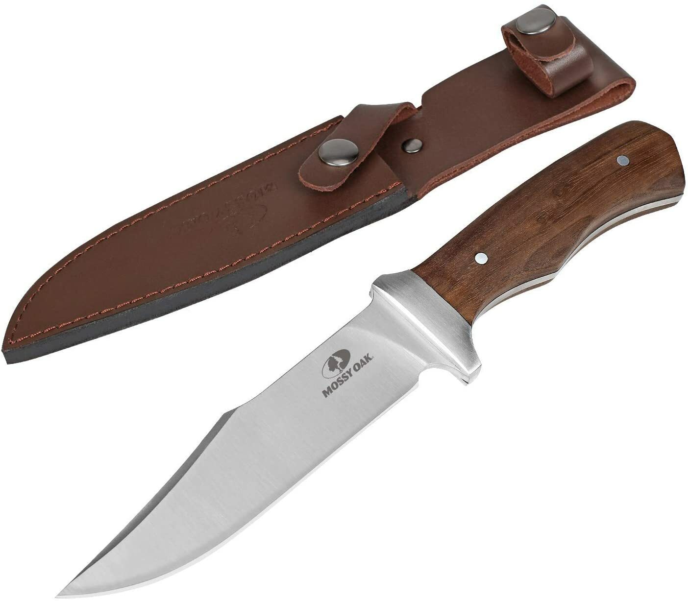 MOSSY OAK 11 Inch Full-tang Fixed Blade Knife With Leather Sheath For Camping US