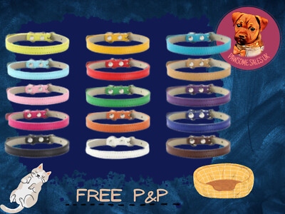 Starkes Echtleder Hundehalsband Haustier Katze Welpe verstellbar weich bequem Halsband