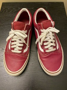 red leather vans old skool
