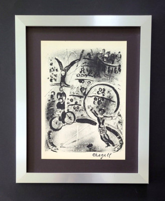 MARC CHAGALL + 1957 BEAUTIFUL SIGNED PRINT MOUNTED  IN NEW FRAME + BUY IT NOW !!