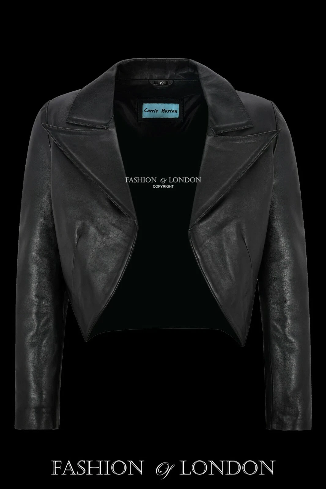 Ladies Leather Shrug Black Slim-fit Short Body Jacket Bolero Cropped Jacket 5650