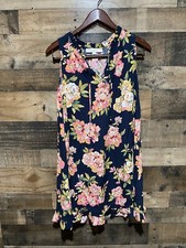 Loft Floral Navy Dress Small Womens
