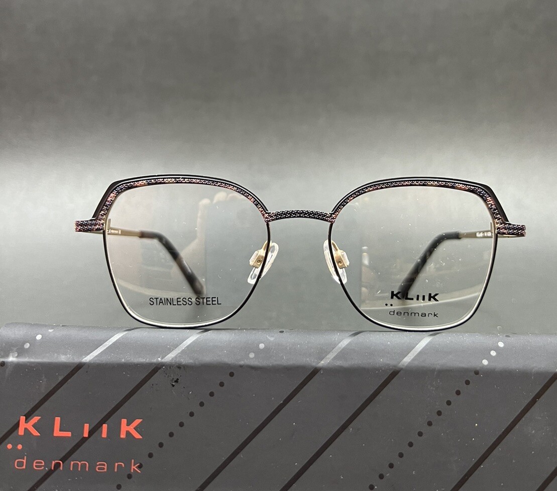 Kliik K-749 Eyeglasses M 200 Black Gold Size 47-17-140 Case