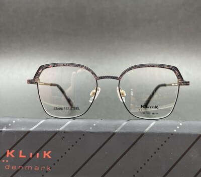 Kliik K-749 Eyeglasses M 200 Black Gold Size 47-17-140 Case