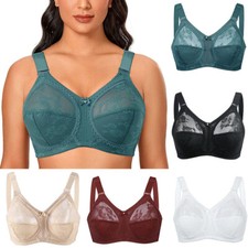 Women's Plus Size Bra Lace Full Coverage Firm Hold Non Wired Minimiser Brassiere