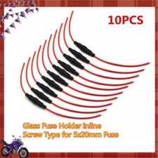 10pcs Black Red In-Line Fuse Holder 20AWG 5x20mm Glass Wire Fuse Tube New