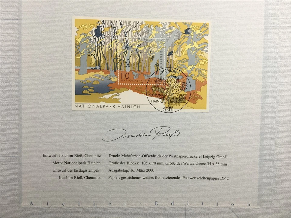 GERMANY ART-EDITION 2000/12 BLOCK 52 NATIONALPARK HAINICH - Image 3 of 4