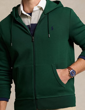 NWT Polo Ralph Lauren PINE GREEN DOUBLE-KNIT FULL-ZIP Hoodie Men's 2XB NAVY PONY