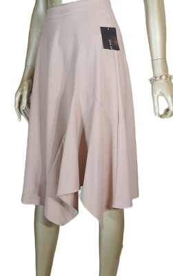 ZARA BASIC~NWT!!~''feMiNinE'' SOFT PINK ASYM FLARED CUT SKIRT KNEE LENGTH SZ:M=8