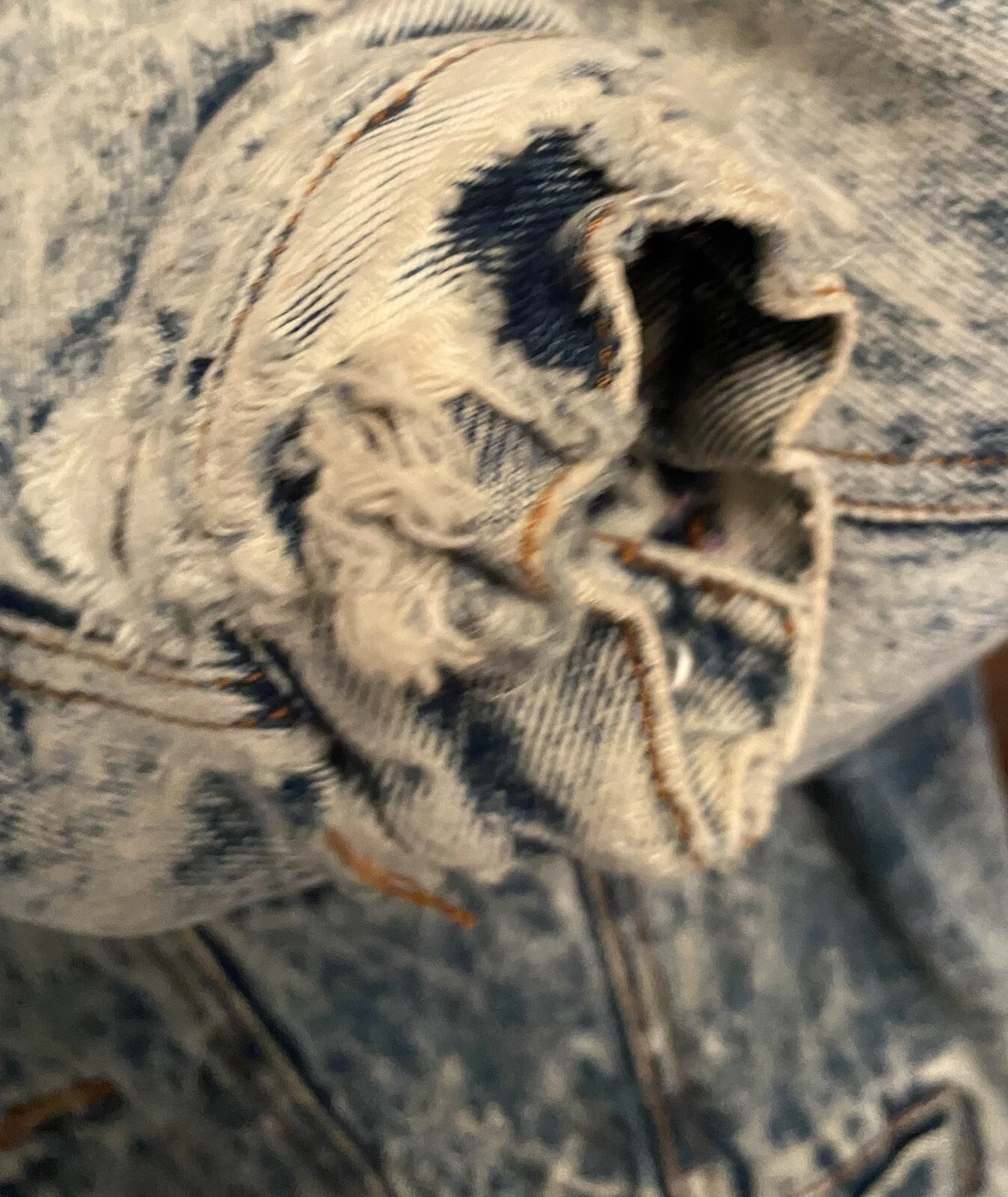 VTG 80's Bon Jour Mens Acid Wash Denim Sherpa Lined Jean Jacket Sz L Frayed image 10