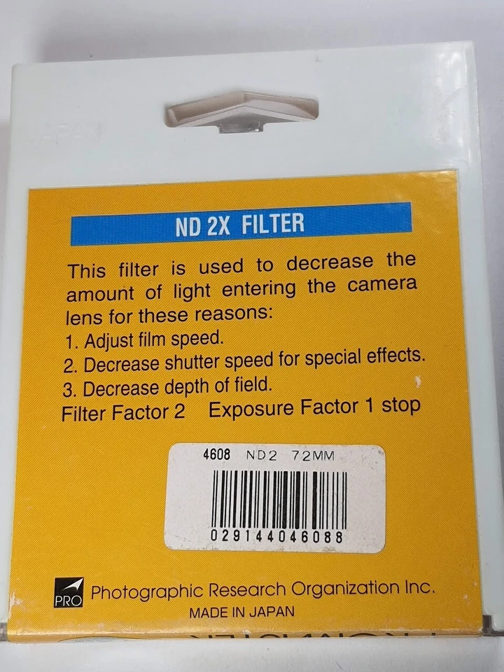 72mm D2 ND 2 Lens filter 72 mm Neutral Density ND2X ND 2X Japan E72 E-72 Promast - Image 4 of 4