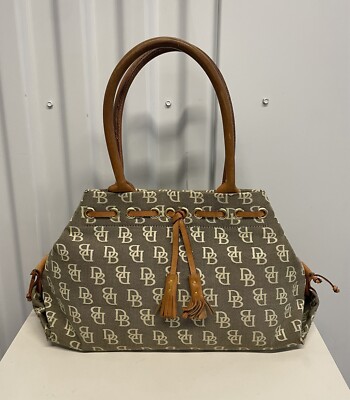 Vintage Y2K Dooney & Bourke Brown DB Logo Satchel Shoulder Bag