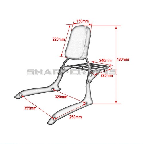 Backrest Sissy Bar + Luggage Rack For Yamaha V Star 1300 XVS1300A Midnight Star - Picture 2 of 9