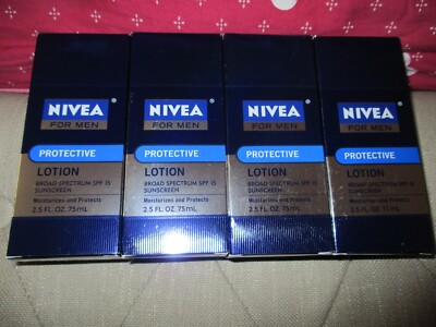 4 Nivea for Men Protective Lotion BROAD SPECTRUM  SPF15 Sunscreen  2.5 oz each