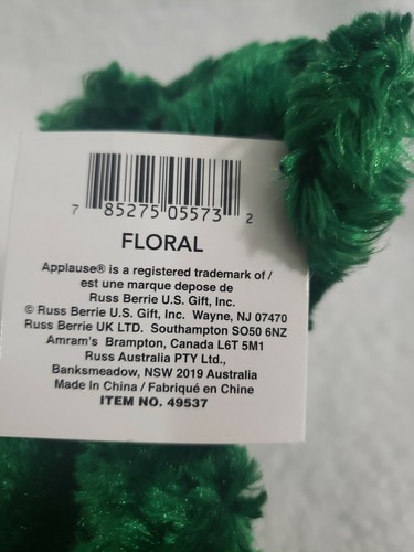 RUSS Applause Green Teddy Bear Plush Stuffed Animal W TAGS St. Patricks Day NOS - Picture 5 of 8