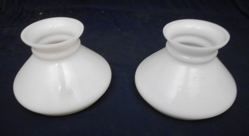 ANTIQUE PAIR MILK GLASS STUDENT LAMP CONE SHADES - Picture 7 of 7