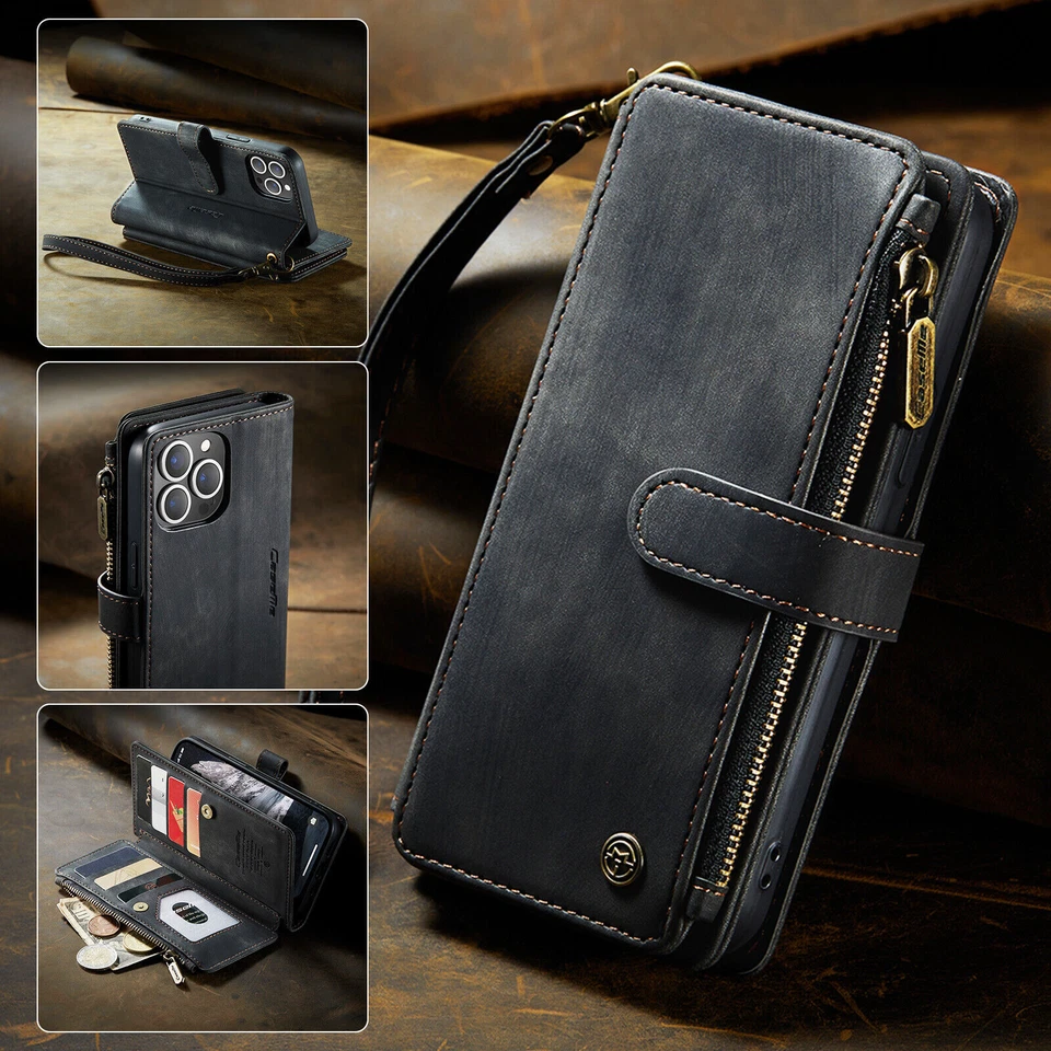 Hülle für iPhone 16E 16 15 14 13 12Pro Max Handy Tasche Leder Wallet Schutz Case