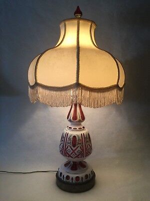 Cranberry Glass Table Lamp 32, Bohemian Glass Table Lamps