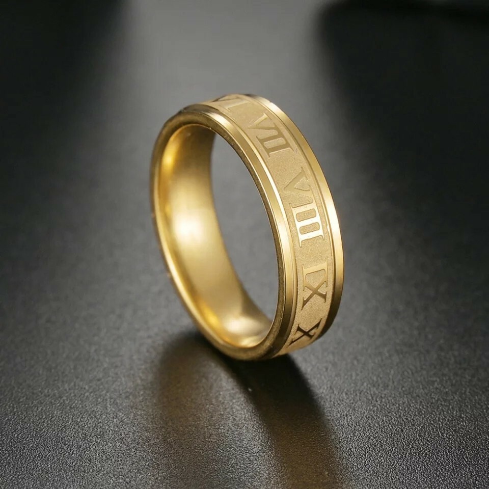 New 6 MM Round Ring Fashion Roman Numerals Stainless Steel New 6 MM Round Ring Fashion Roman Numerals Stainless Steel