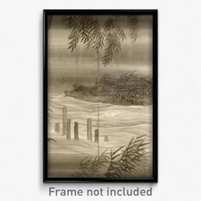 Shiokawa Bunrin - River Landscape with Fireflies - Print 11x17 Art Poster