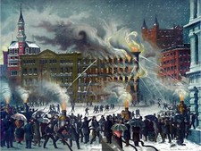 3835.New York Times building on fire Poster.Firefighters Home interior design