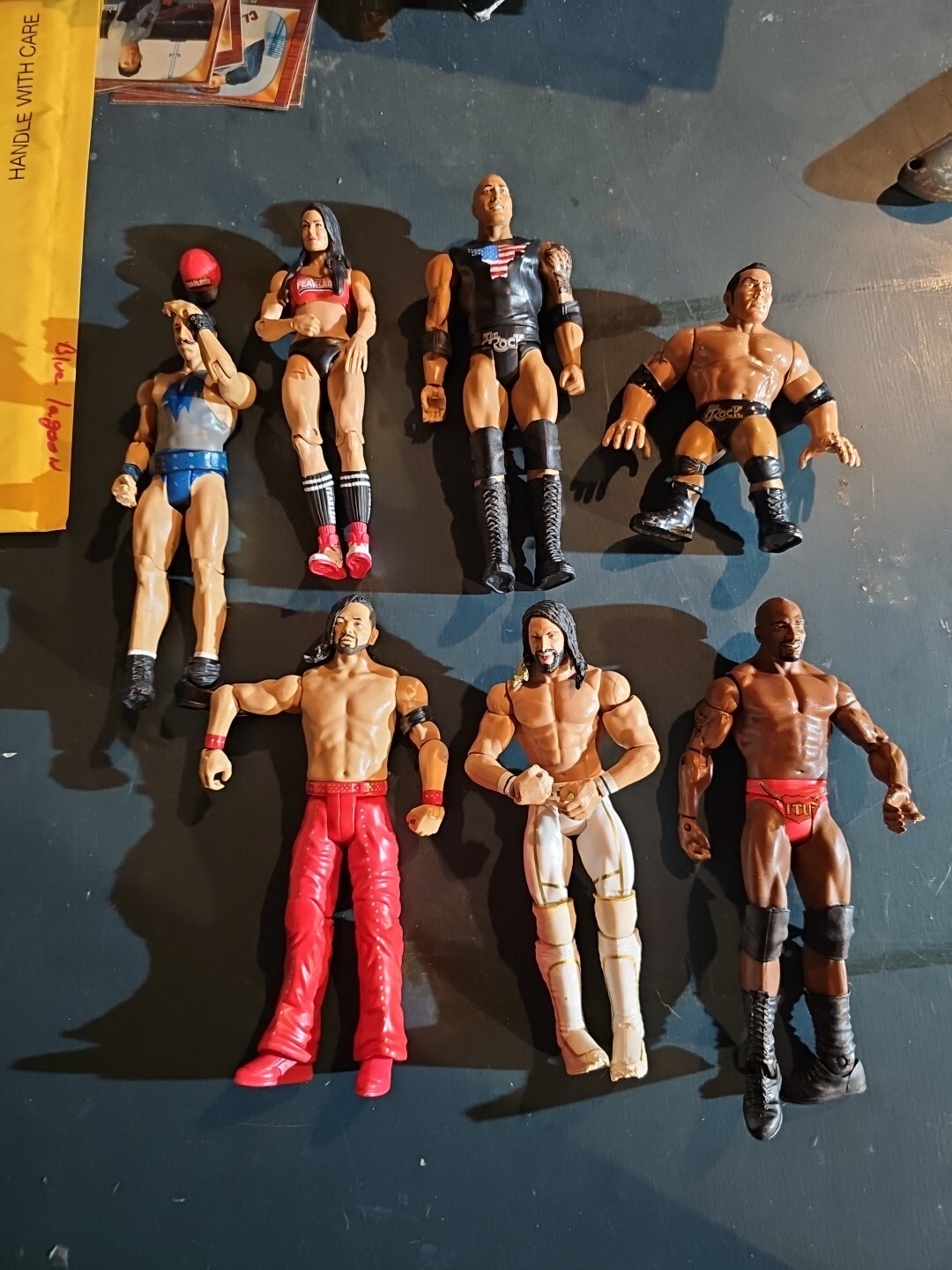 Lot Of 7 WWE Wrestlers Action Figures Lot Bundle Mattel Used Condition