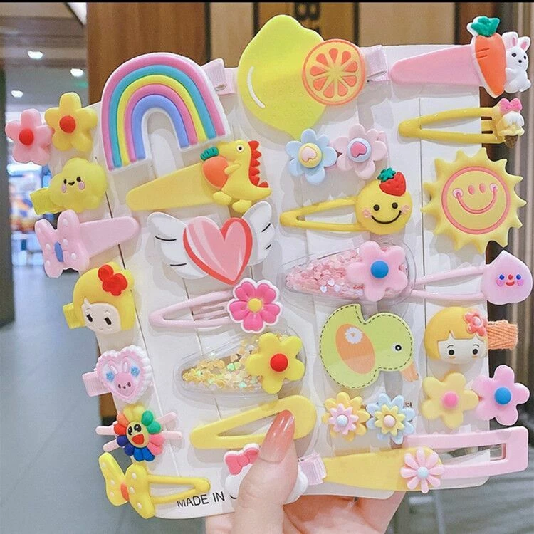 14 PIEZAS Lindo Colorido Dibujos Animados Flor Horquilla Niños Dulces Pinzas para el Cabello Correas Foto 3 de 4