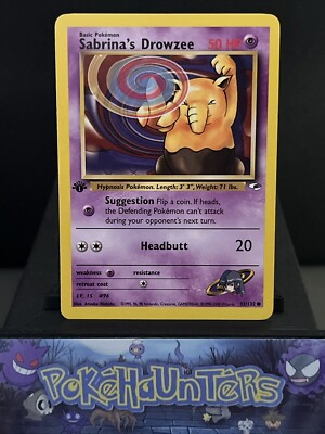 sabrina's drowzee pokemon card value Pokemon Card Sabrina's Drowzee 92/132 Gym Heroes 1st Edition Near Mint