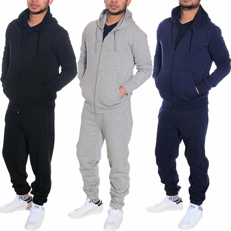 Mens Tracksuits Zip Hoodie Jogger Sets Top Jogging Bottom Fleece Track  Sweater