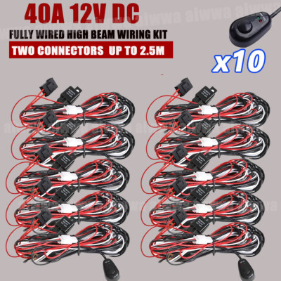 10x 1-Lead Wiring Harness Kit ON-OFF Switch Relay for LED Work Light Pod Bar 12V