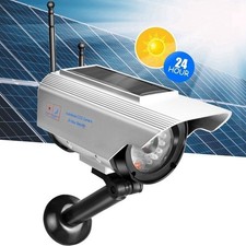 Solar Power LED Fake Camera Outdoor Security Surveillance Silver Dummy Camera