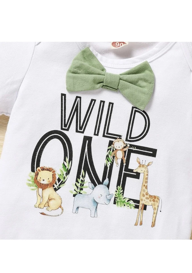 Bebé Niños 1er Cumpleaños Pastel Aplastar Conjunto Salvaje Pajarita Mameluco + Floreceres + Suspensión... Foto 4 de 4