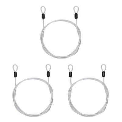 3pcs 1/8'' Dia 3.3ft Security Cable Lock Vinyl Coated Steel with Loops Clear