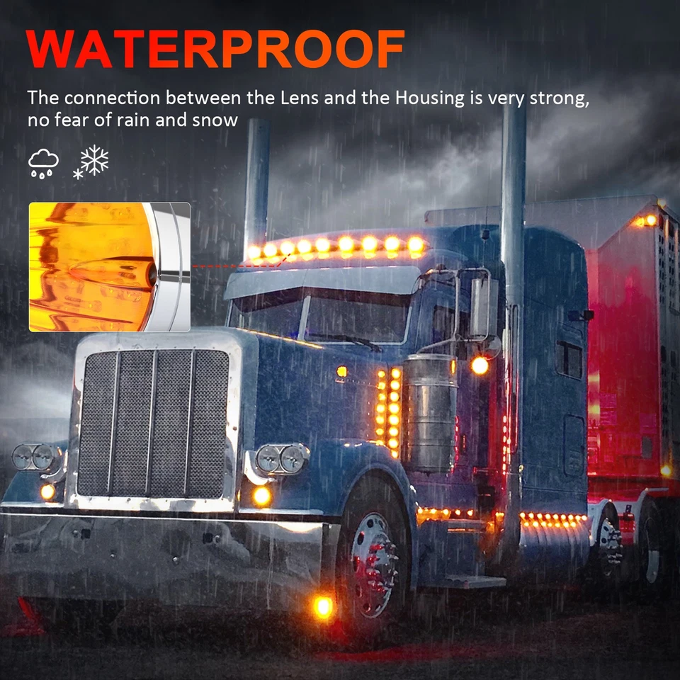 Conjunto de luces de separación marcador cabina techo semi camión ámbar 5x 17LED para Peterbilt Foto 3 de 4