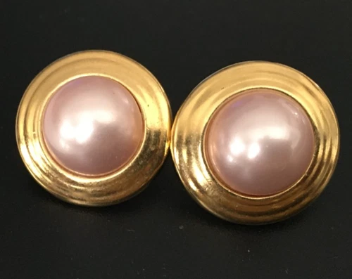 Vintage Earrings SIGNED TRIFARI Faux Pearl Clipon Gold tone Jewelry lot x