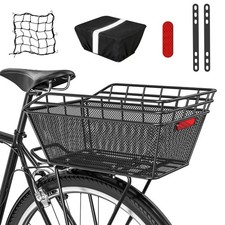 Large Bicycle Basket - Rear Bike Basket with Cargo Net and 2-in-1 Waterproof ...