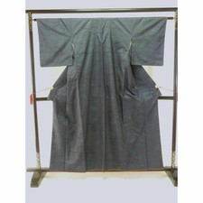 Made-to-Measure Pure Silk Oshima Tsumugi Kimono Landscape Pattern Dark Japan