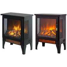 1400W 17" Freestanding Electric Fireplace Stove Heater with 3D Flame Effect 120V
