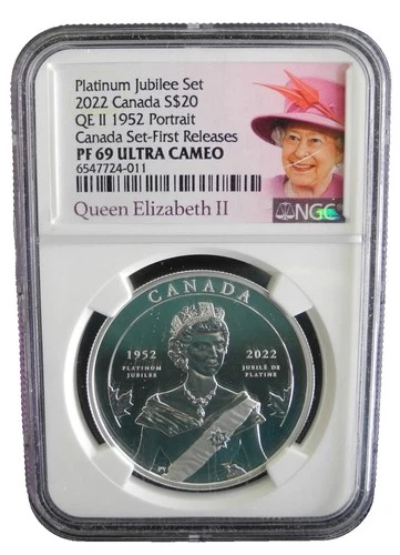2022 $20 CANADA 1OZ SILVER PROOF NGC PF69 QE II PLATINUM JUBILEE 1952 PORTRAIT