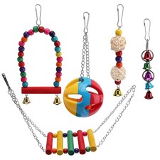 5 in 1 Bird Parakeet Toys, Detachable Birdie Perches Platform Swing with Climbin