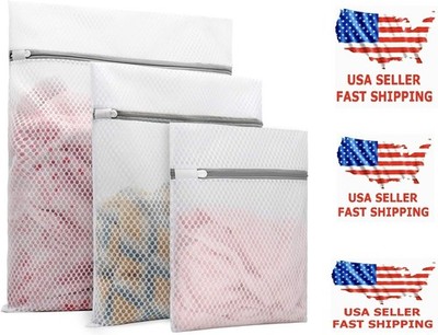 3 PCS(Pick Size) Zipped Honeycomb Laundry Bags for Delicates Washing Clothes
