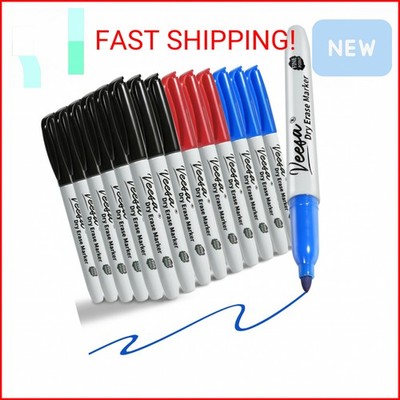 VEESA Dry Erase Markers (Black Red Blue), Fine Tip, 75 Count Low-Odor Whiteboard
