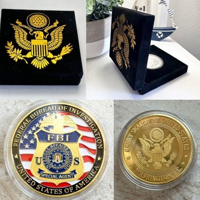 Federal Bureau of Investigation ( FBI ) Challenge Coin with special velvet case.
