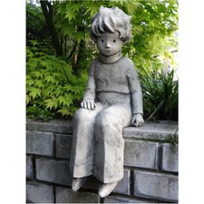 DER KLEINE PRINZ KANTENHOCKER  STEINFIGUR STEINGUSS FROSTFEST GARTEN  V-116029