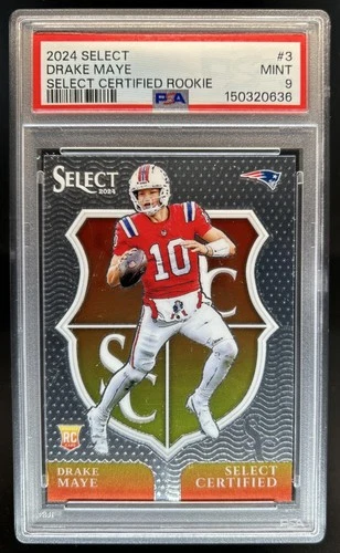 2024 Panini Select Drake Maye Certified Rookies RC Rookie #3 Patriots PSA 9