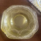 Set of 12 Federal Amber Yellow Depression Glass Madrid Square 5.5 in. Tea Plates