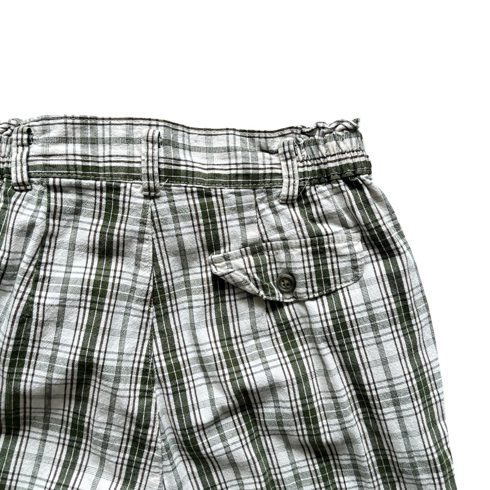 Womens Vintage Trousers 90s Japanese Green White Checked High Waisted Pin Tuck 8 image 3